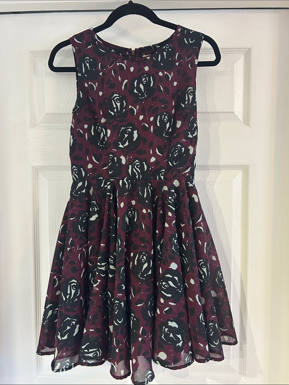 Maison Jules size small Burgundy Floral Fit-and-Flare Dress